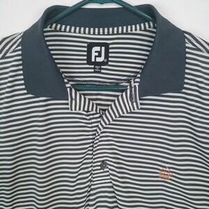 FootJoy Polo Shirt Mens Large Forrest Green White Striped Ship Logo Performance